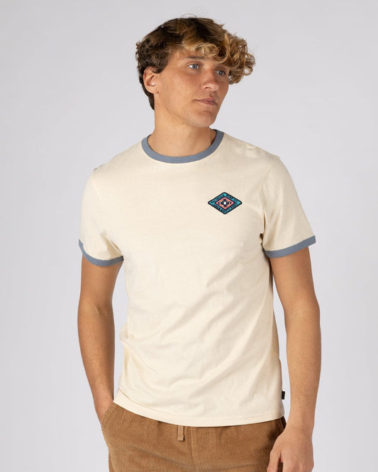 Offshore Ringer - Mens Short Sleeve T-Shirt - Cream