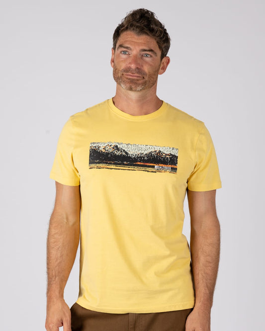 Mountain Stripe Mens T-Shirt In Yellow