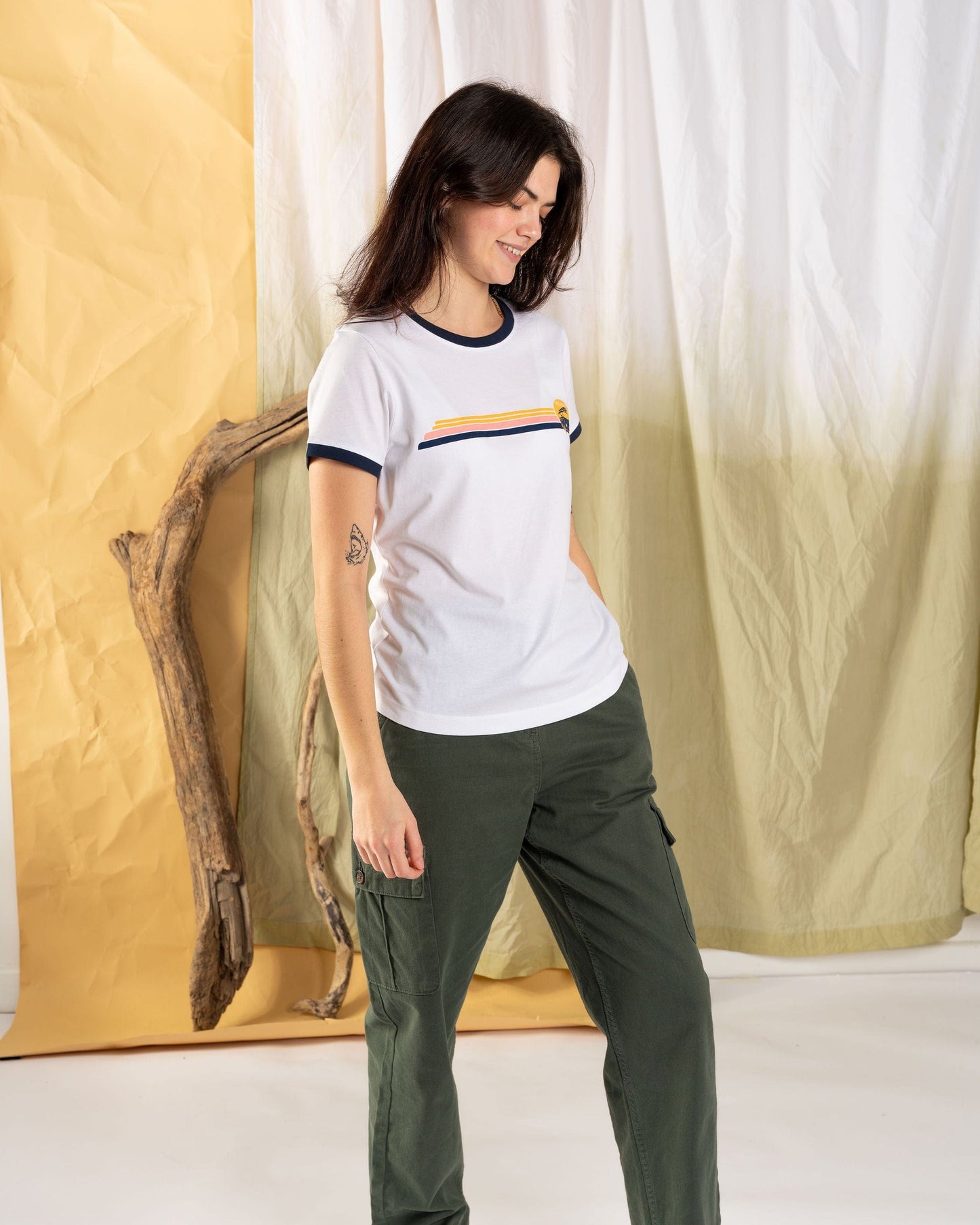 Celeste Stripe - Womens Short Sleeve Stripe T-Shirt - White