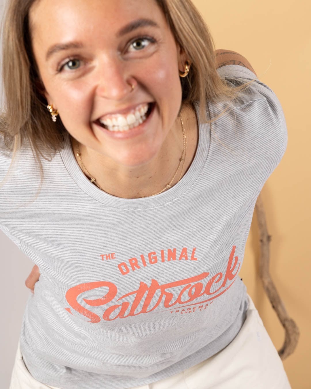 Trademark Stripe - Womens Short Sleeve T-Shirt - Grey