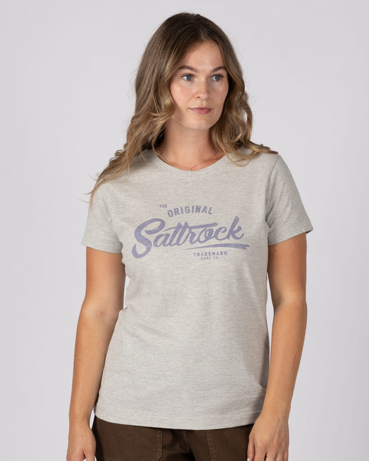 Trademark Stripe Womens Short Sleeve T-Shirt In Grey
