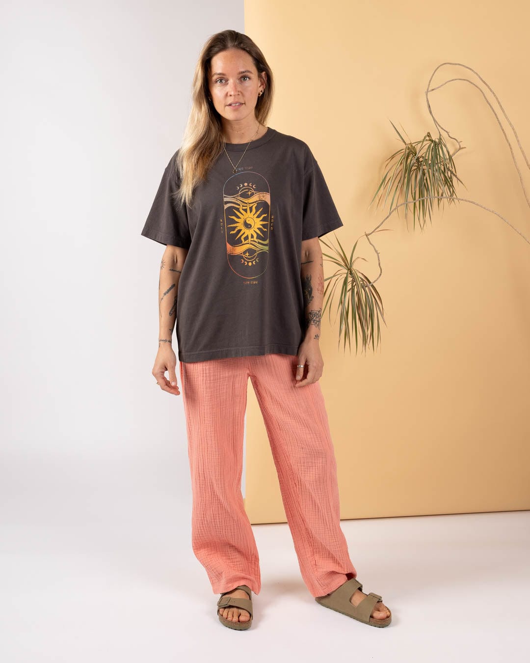 Summer Solstice - Womens Oversized Short Sleeve T-Shirt - Dark Grey
