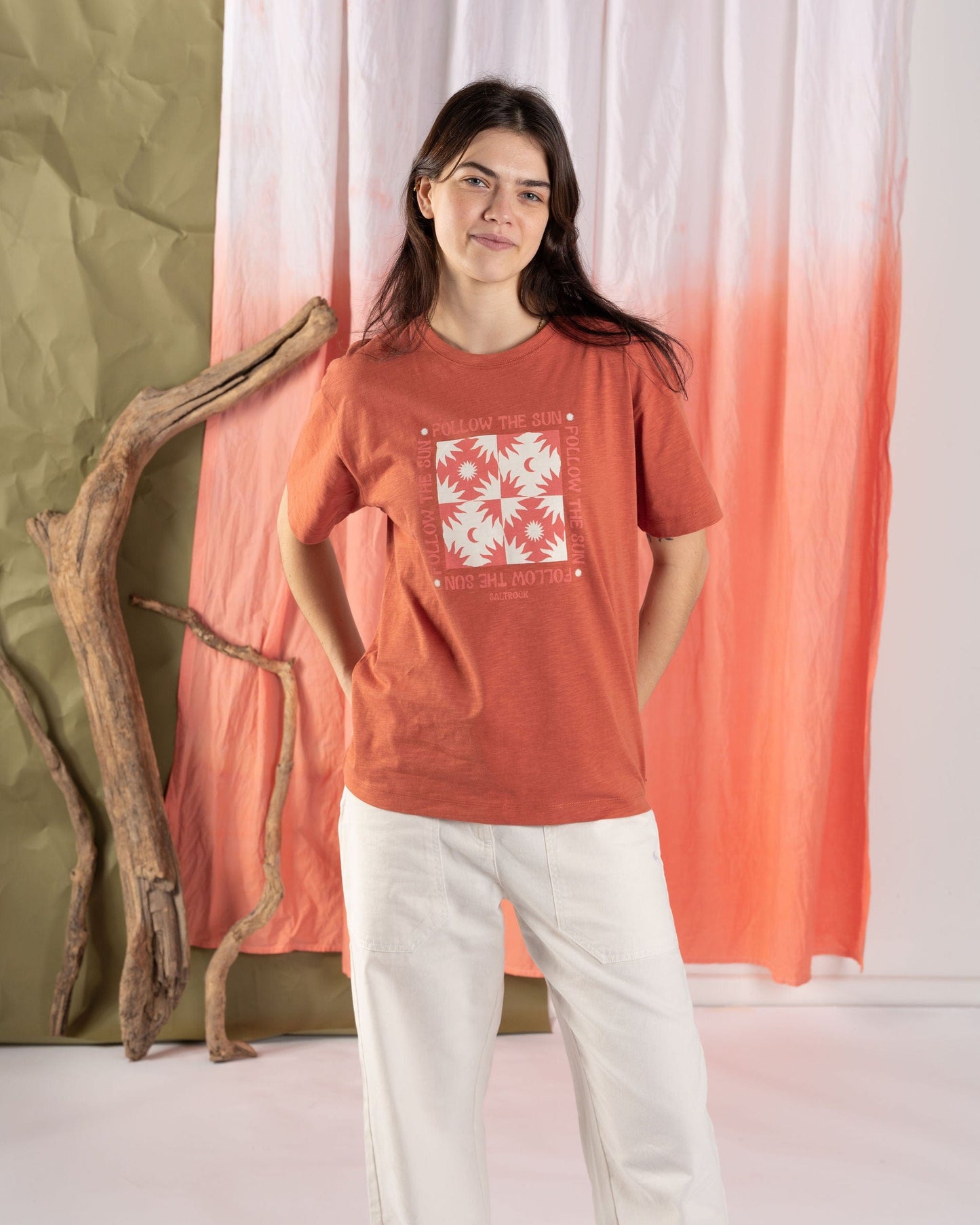 Sun Follower - Womens Oversized Short Sleeve T-Shirt - Orange