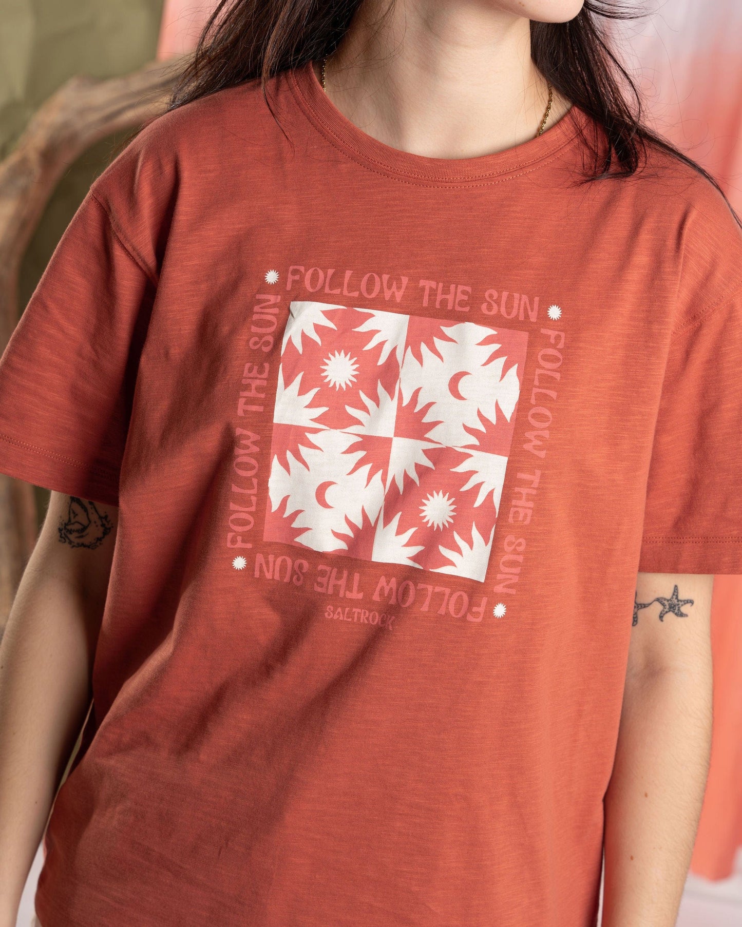 Sun Follower - Womens Oversized Short Sleeve T-Shirt - Orange