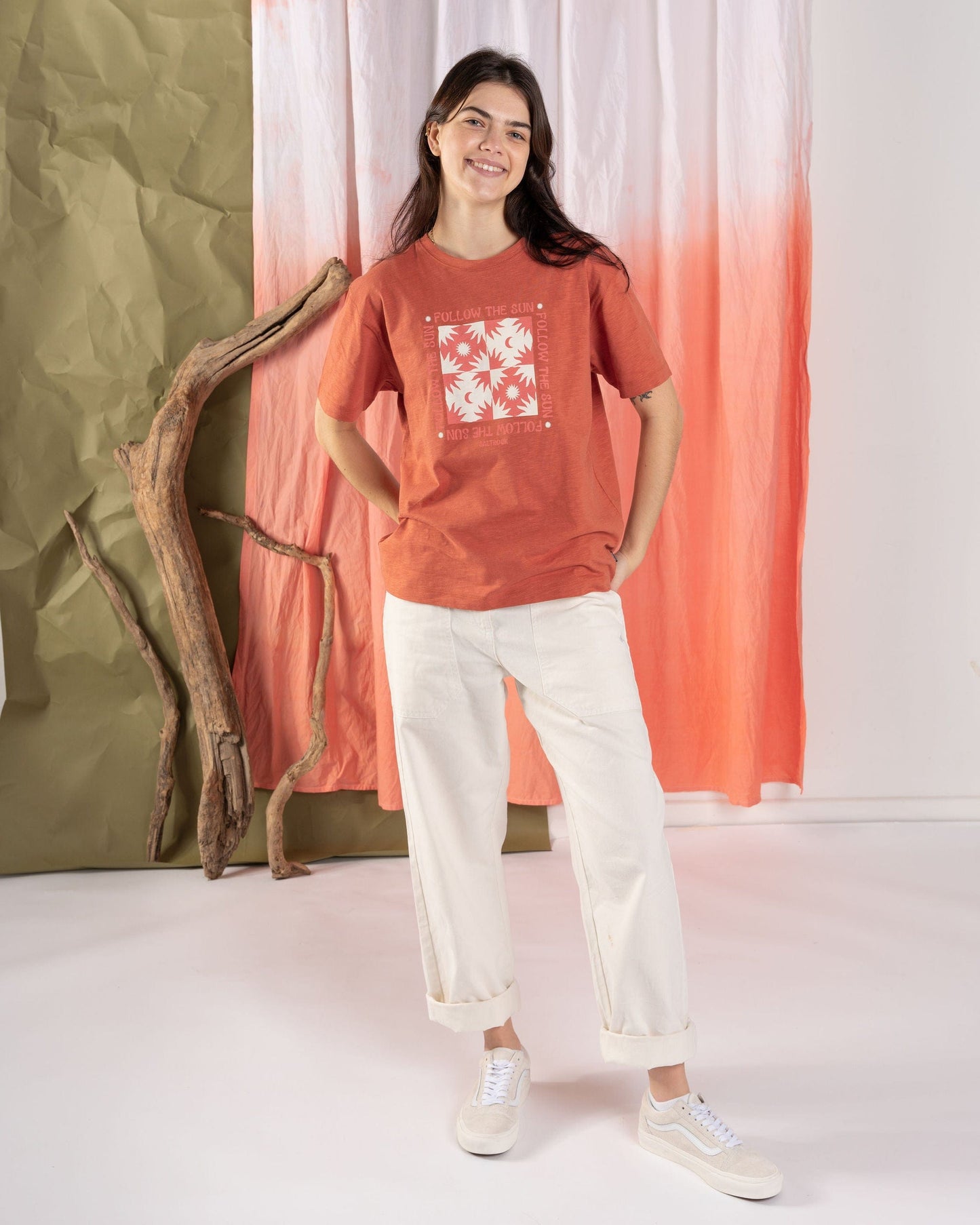 Sun Follower - Womens Oversized Short Sleeve T-Shirt - Orange