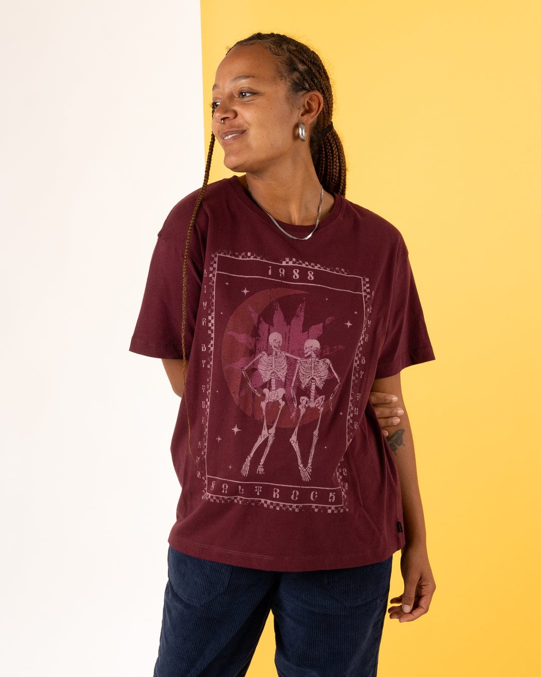 Tarot Moon - Womens Oversized Short Sleeve T-Shirt - Dark Purple