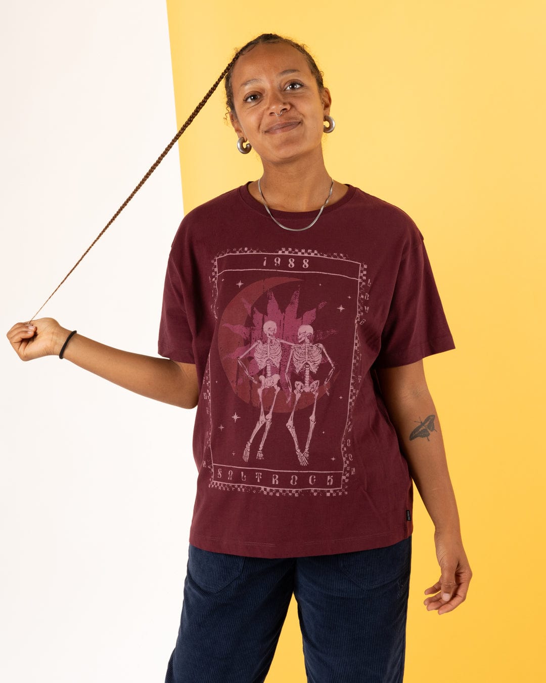 Tarot Moon - Womens Oversized Short Sleeve T-Shirt - Dark Purple