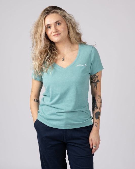 Velator - Women's Short Sleeve V-Neck T-Shirt - Blue