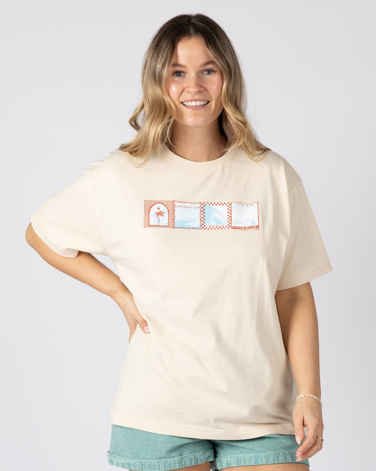Offshore Womens Short Sleeve T-Shirt in Cream