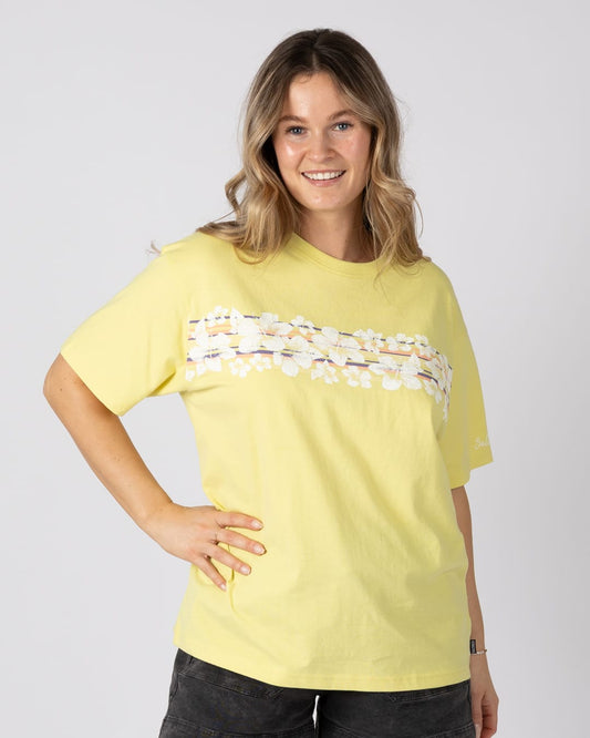 Hebe Womens Short Sleeve Oversized T-Shirt in Yellow