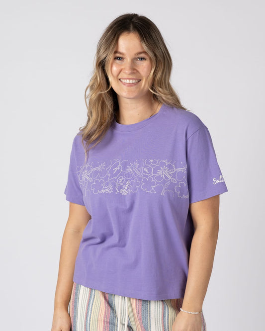 Aster Womens Short Sleeve Tee in Purple