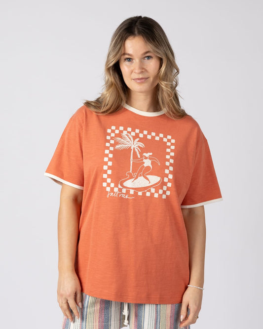 Waves For Days Womens Short Sleeve T-Shirt in Light Orange
