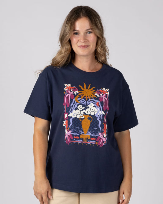 Athena Womens Oversized Short Sleeve T-Shirt in Blue