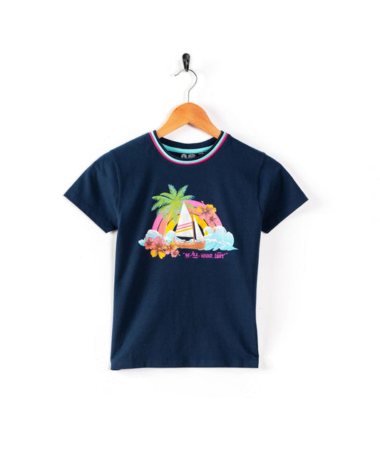 Floral Lost Ships - Kids T-Shirt - Blue