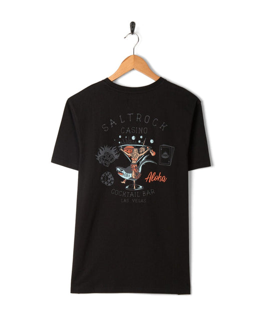 A black Vegas Cocktail - Men's Short Sleeve T-shirt with an image of a cocktail on it.