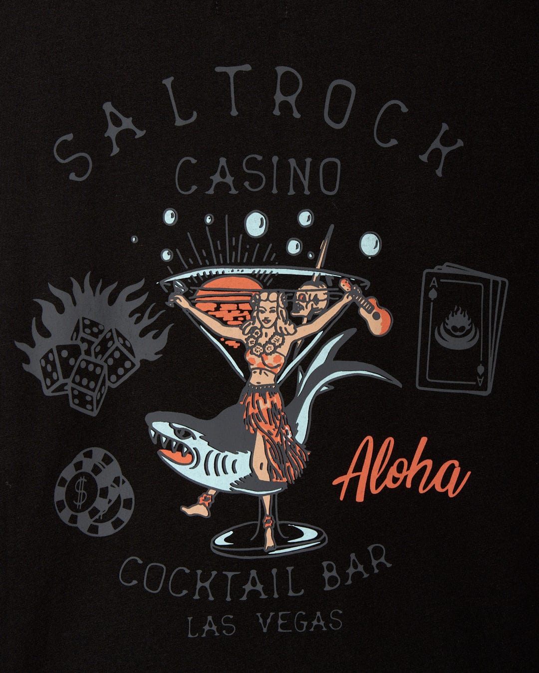 Black Saltrock Vegas Cocktail aloha cocktail bar Las Vegas cotton t-shirt.