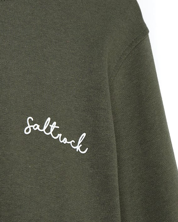 A green Saltrock Velator - Long Sleeve Sweatshirt - Khaki with the word saltick written on it.