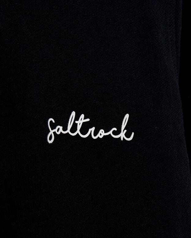 The "Saltrock" branding adds a unique touch to this Velator - Womens Zip Hoodie - Black, making it a stylish addition to any women's staple wardrobe essentials.