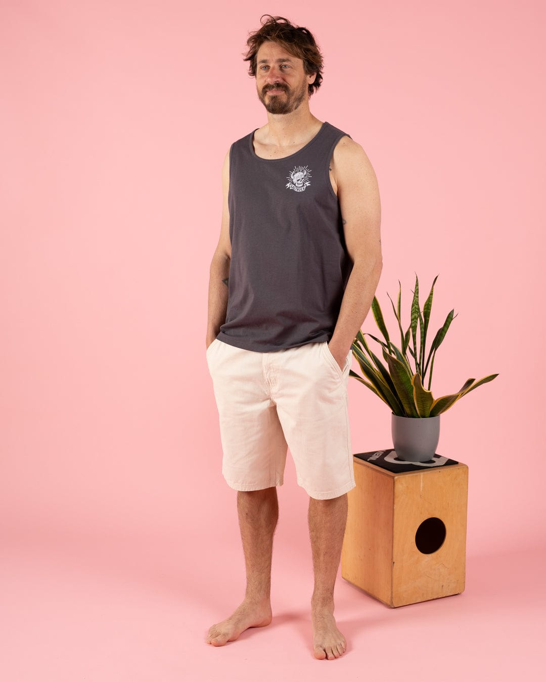 Fire Water Colour - Mens Vest - Grey