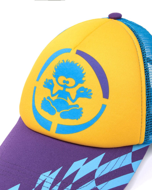 Colorful baseball cap with an animated Warp Icon emblem and an adjustable strap by Saltrock.