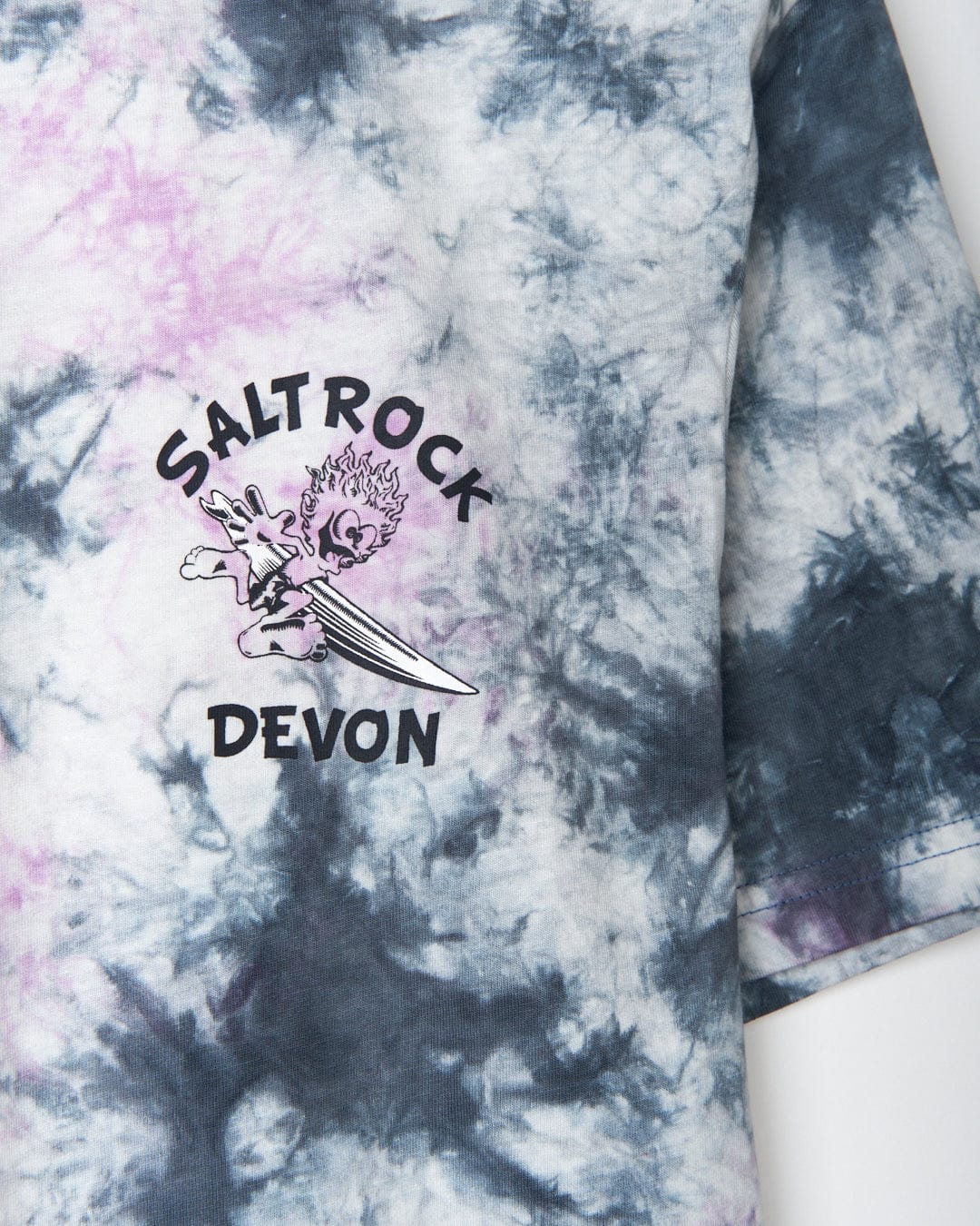 Replace the product in the sentence with: Wave Rider Devon - Mens Short Sleeve T-Shirt - Tie Dye Pink/Grey from Saltrock.