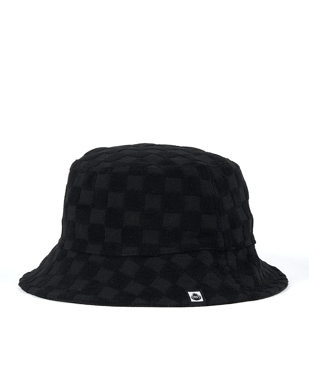 A Saltrock Wavey - Reversible Bucket Hat - Black with a checkered pattern.