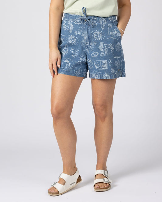 Island Life Womens Denim Short in Blue