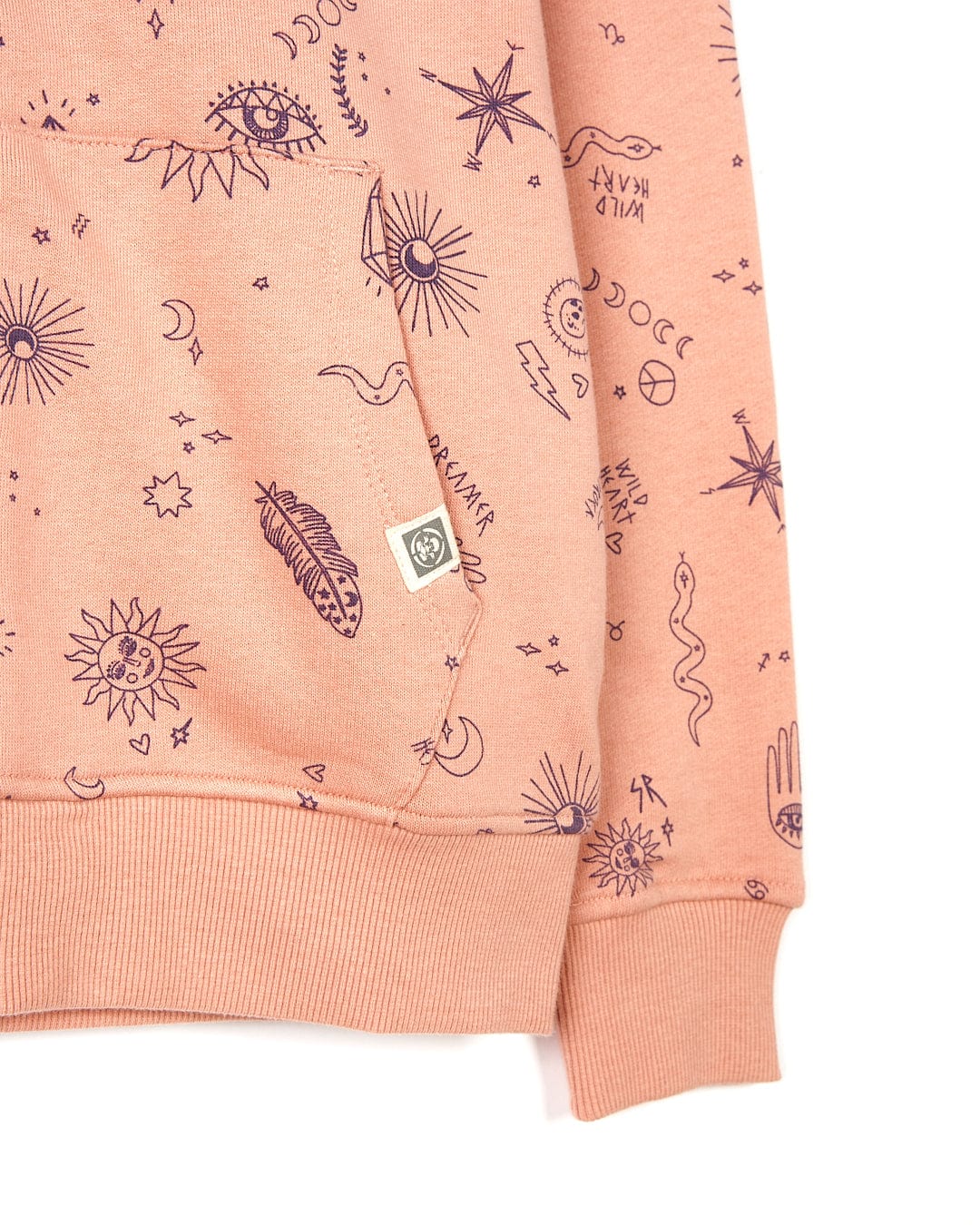 A Wild Heart - Kids Borg Lined Hoodie - Pink Saltrock hoodie embellished with stars and planets.