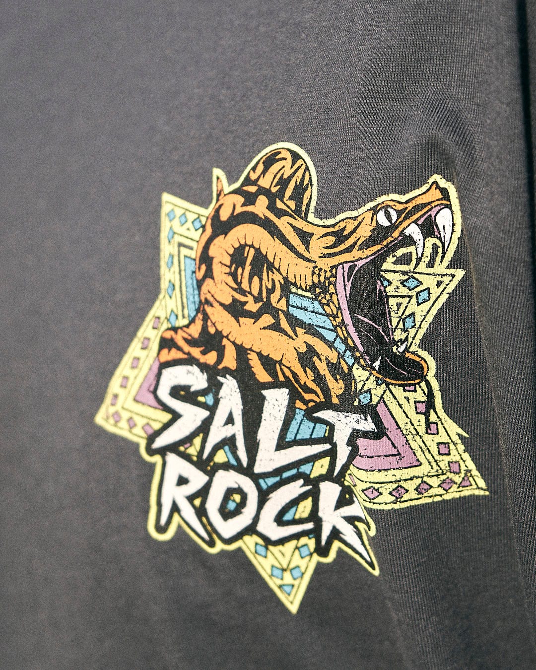 The Saltrock logo on a Wolfscale - Mens Double Layer Long Sleeve T-Shirt - Black.