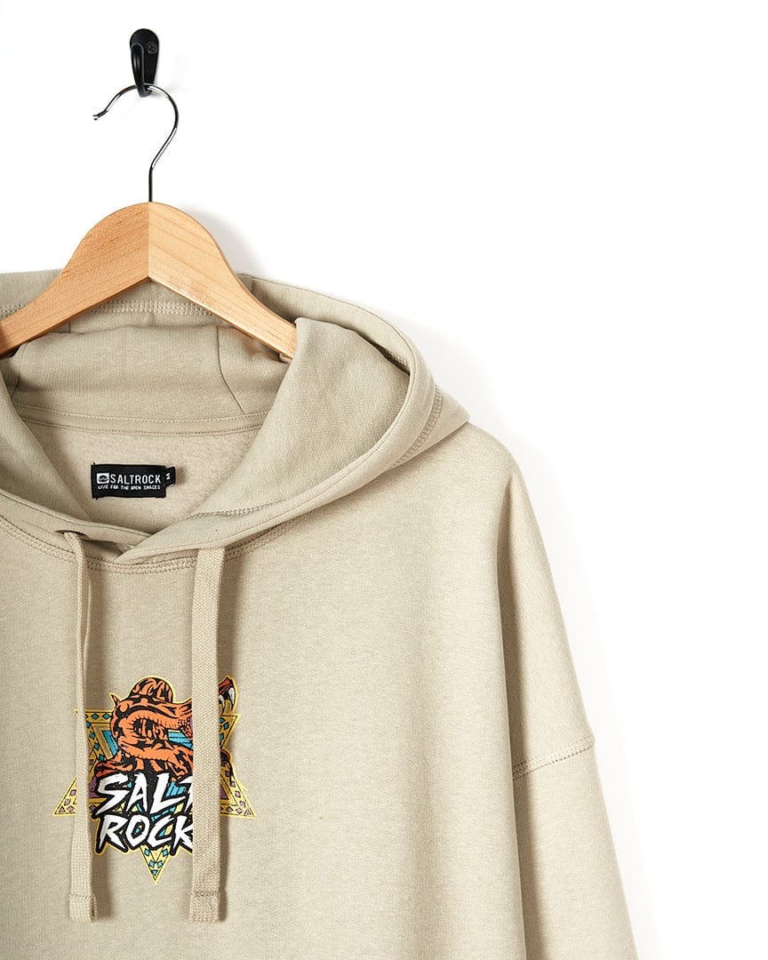 A Saltrock Wolfscale - Pop Hoodie - Beige with an embroidered tiger on it.