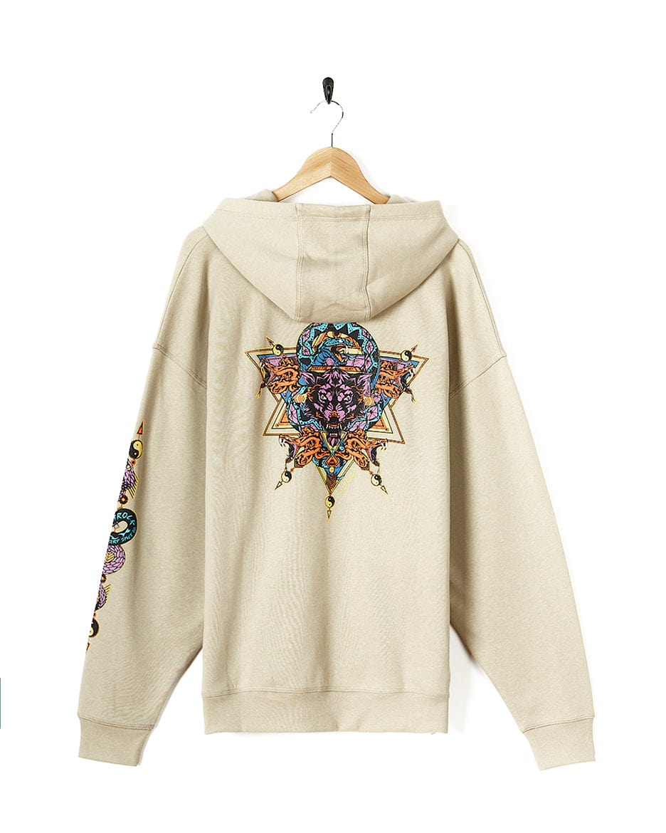 A Saltrock Wolfscale - Pop Hoodie - Beige with a wolf print design.