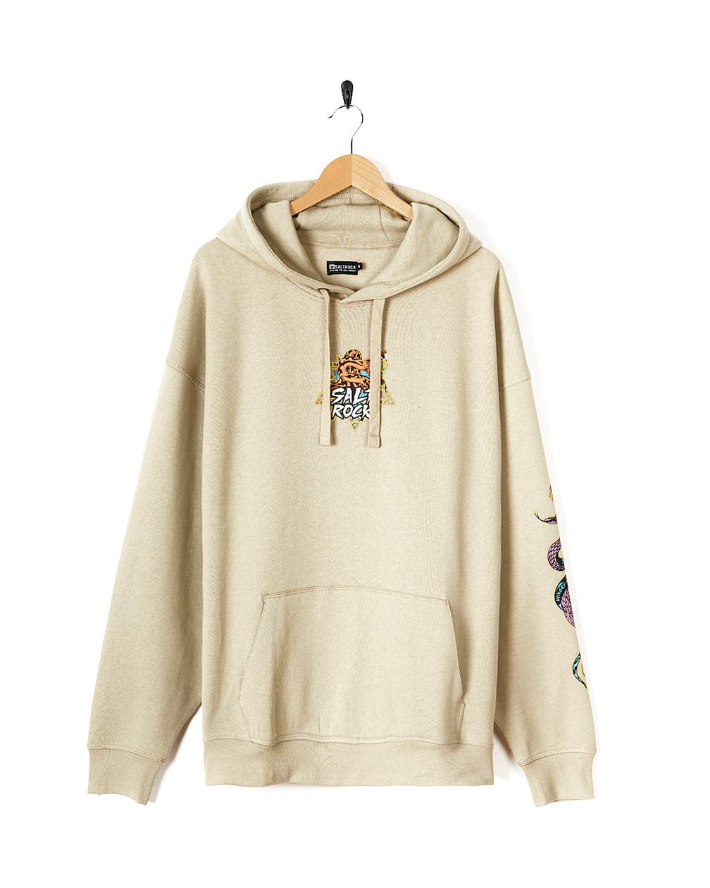 A Saltrock hoodie with an embroidered flower on it.