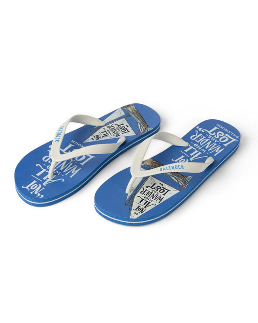 Lost Ships Mens Flip Flops in Blue