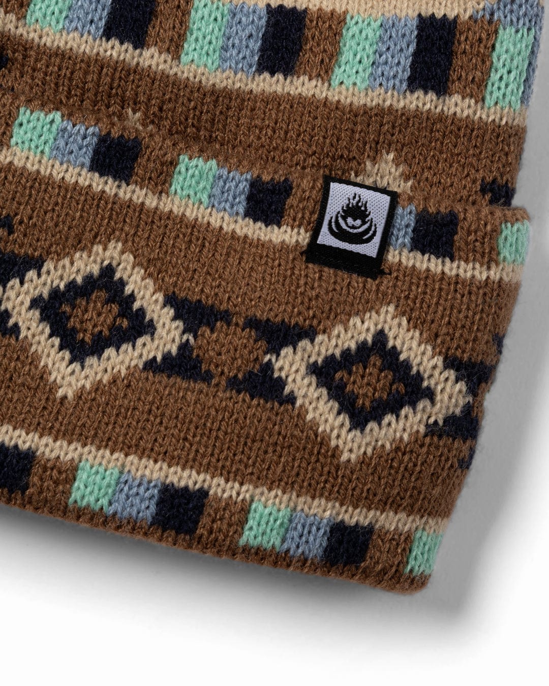 Metzi - Aztec Bobble Hat - Light Brown