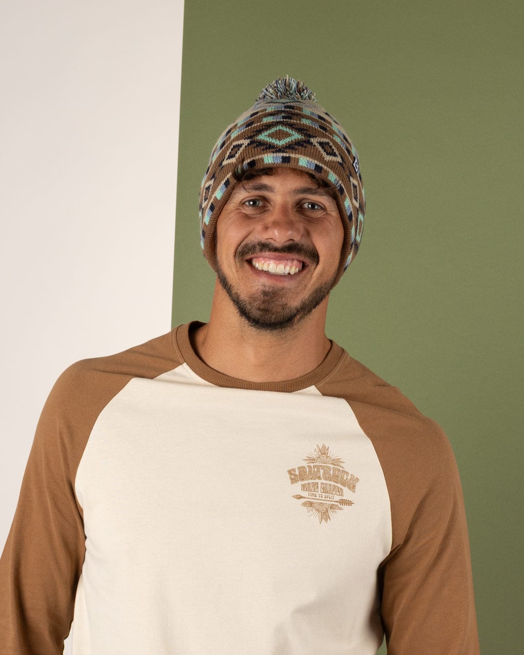 Metzi - Aztec Bobble Hat - Light Brown