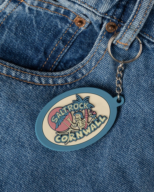Sip 'N' Dip Cornwall Key Ring in Bright Blue