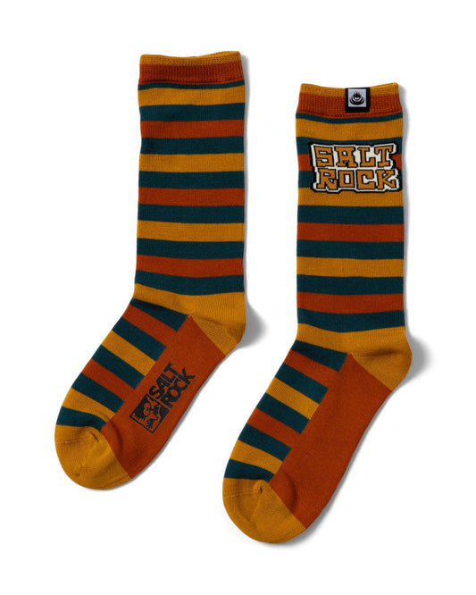 Creek - Kids Socks - Teal/Yellow Stripe