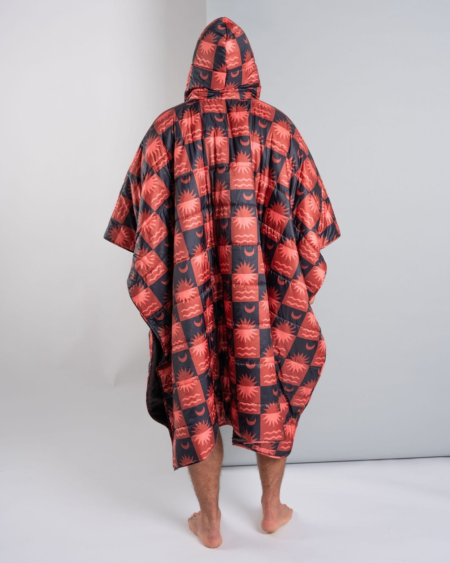 Equinox - Recycled Reversible Poncho - Orange/Grey