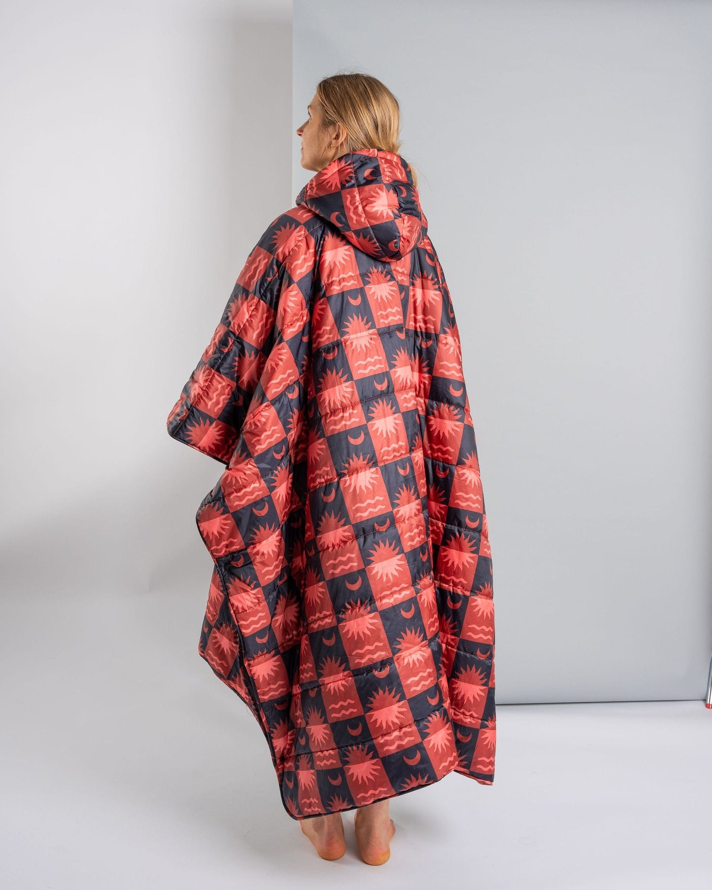 Equinox - Recycled Reversible Poncho - Orange/Grey
