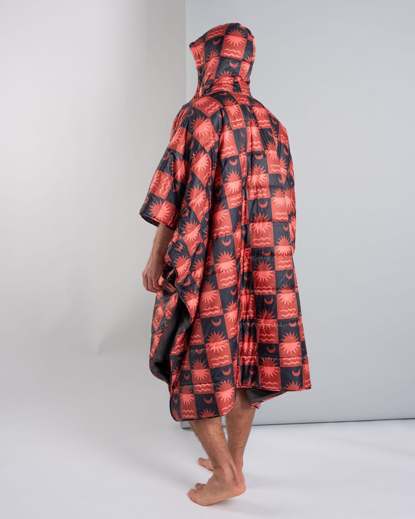 Equinox - Recycled Reversible Poncho - Orange/Grey