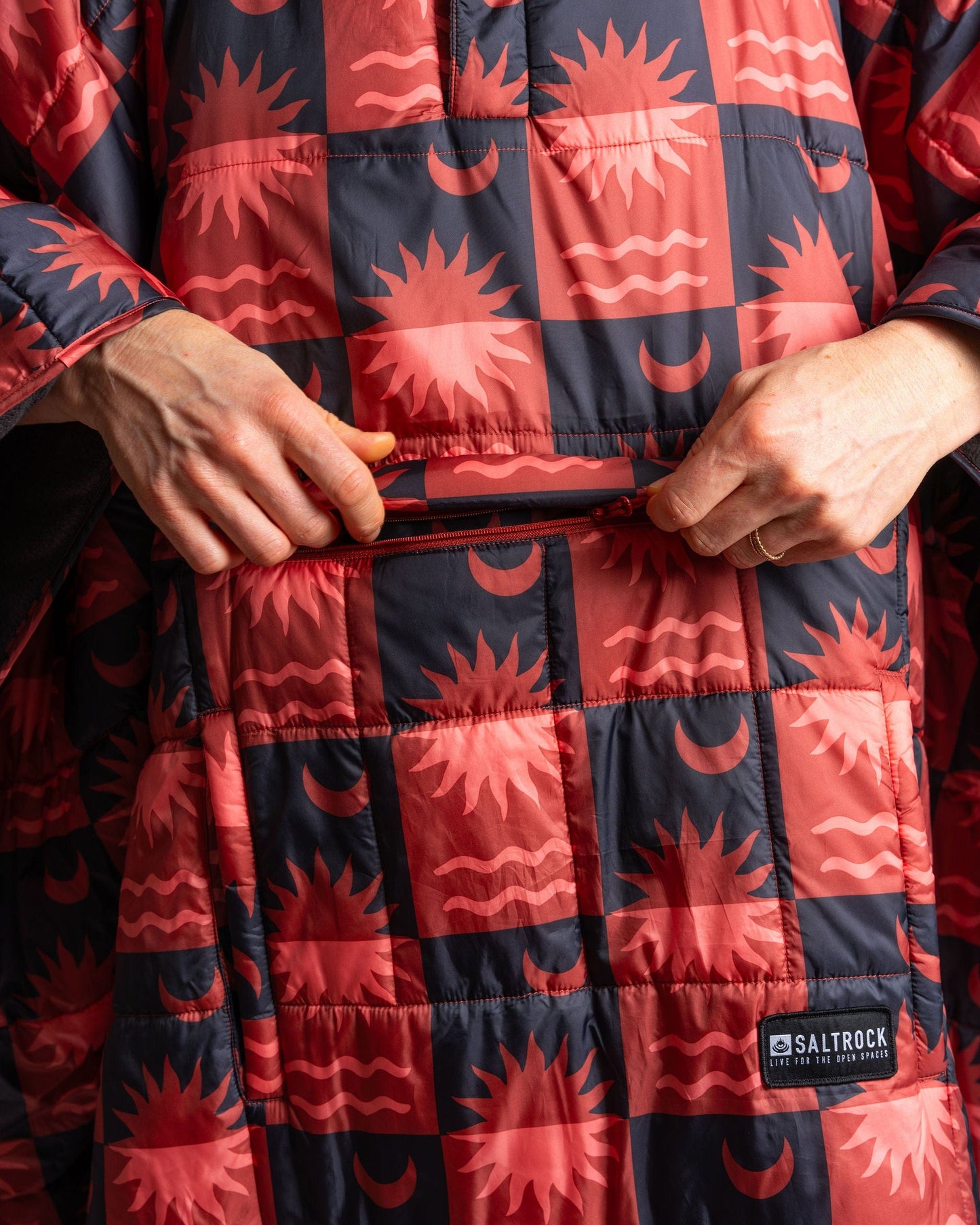 Equinox - Recycled Reversible Poncho - Orange/Grey