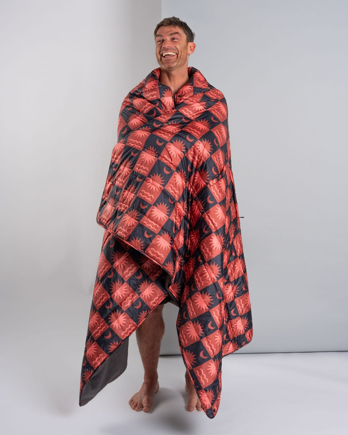 Equinox - Recycled Reversible Poncho - Orange/Grey