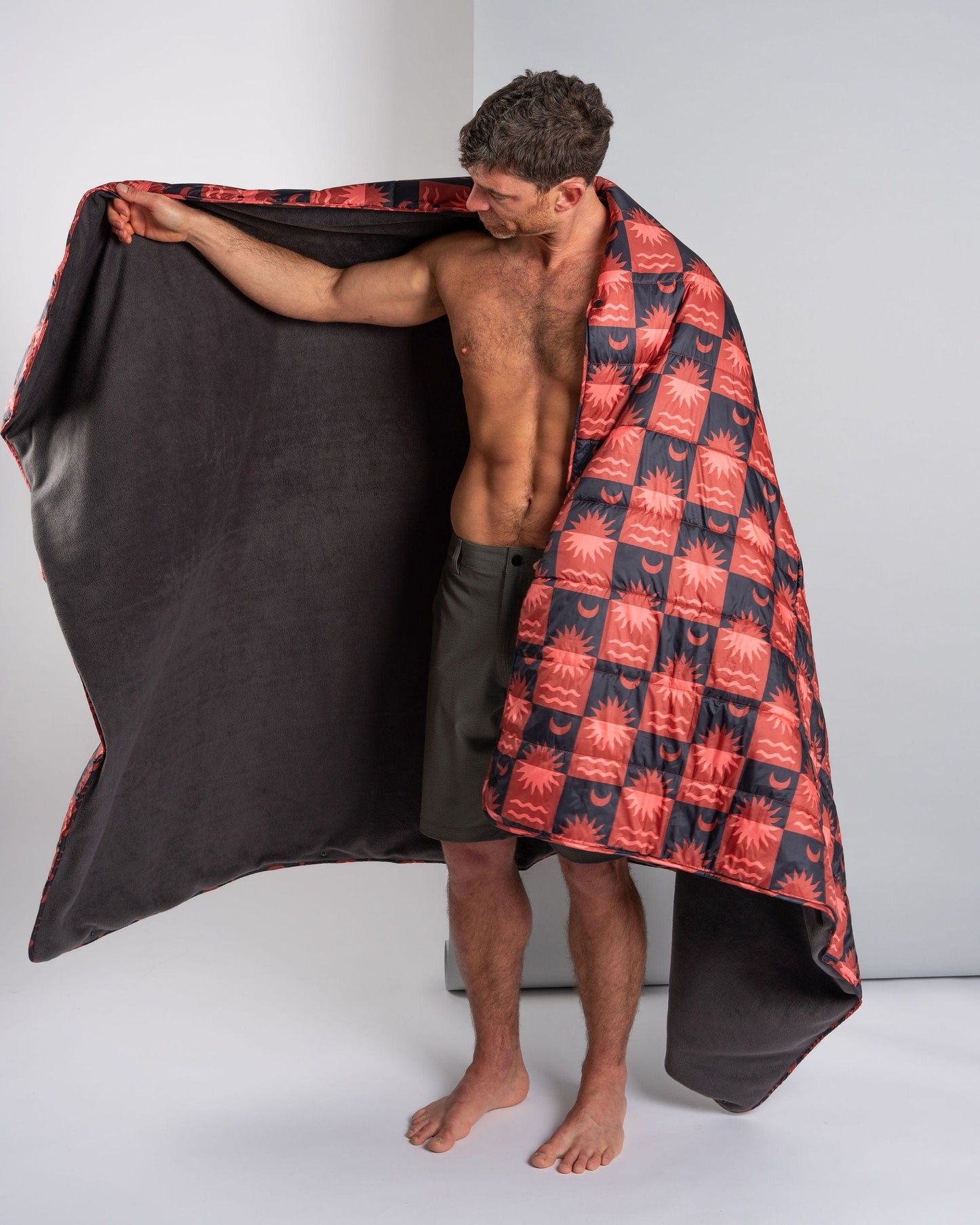 Equinox - Recycled Reversible Poncho - Orange/Grey