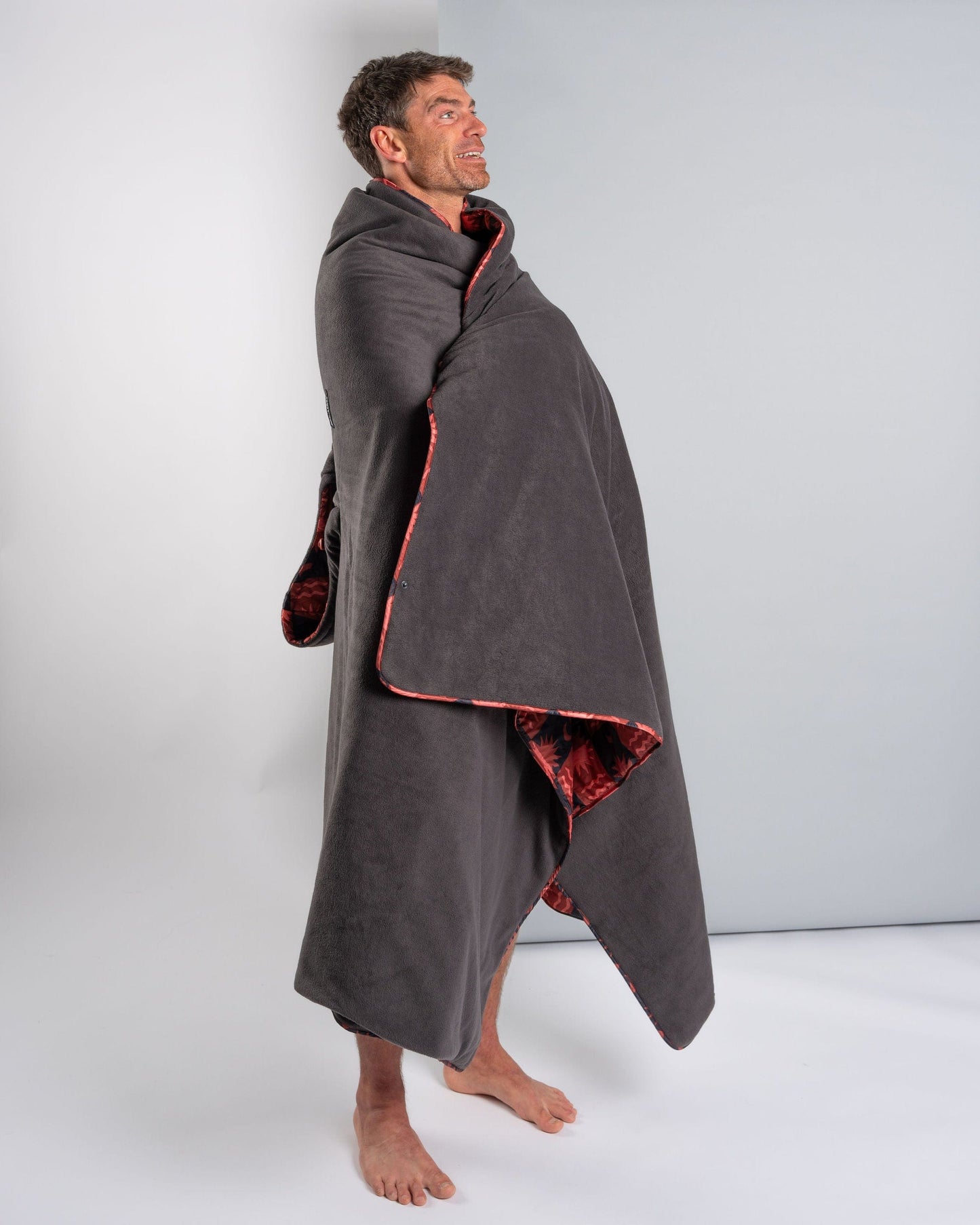 Equinox - Recycled Reversible Poncho - Orange/Grey