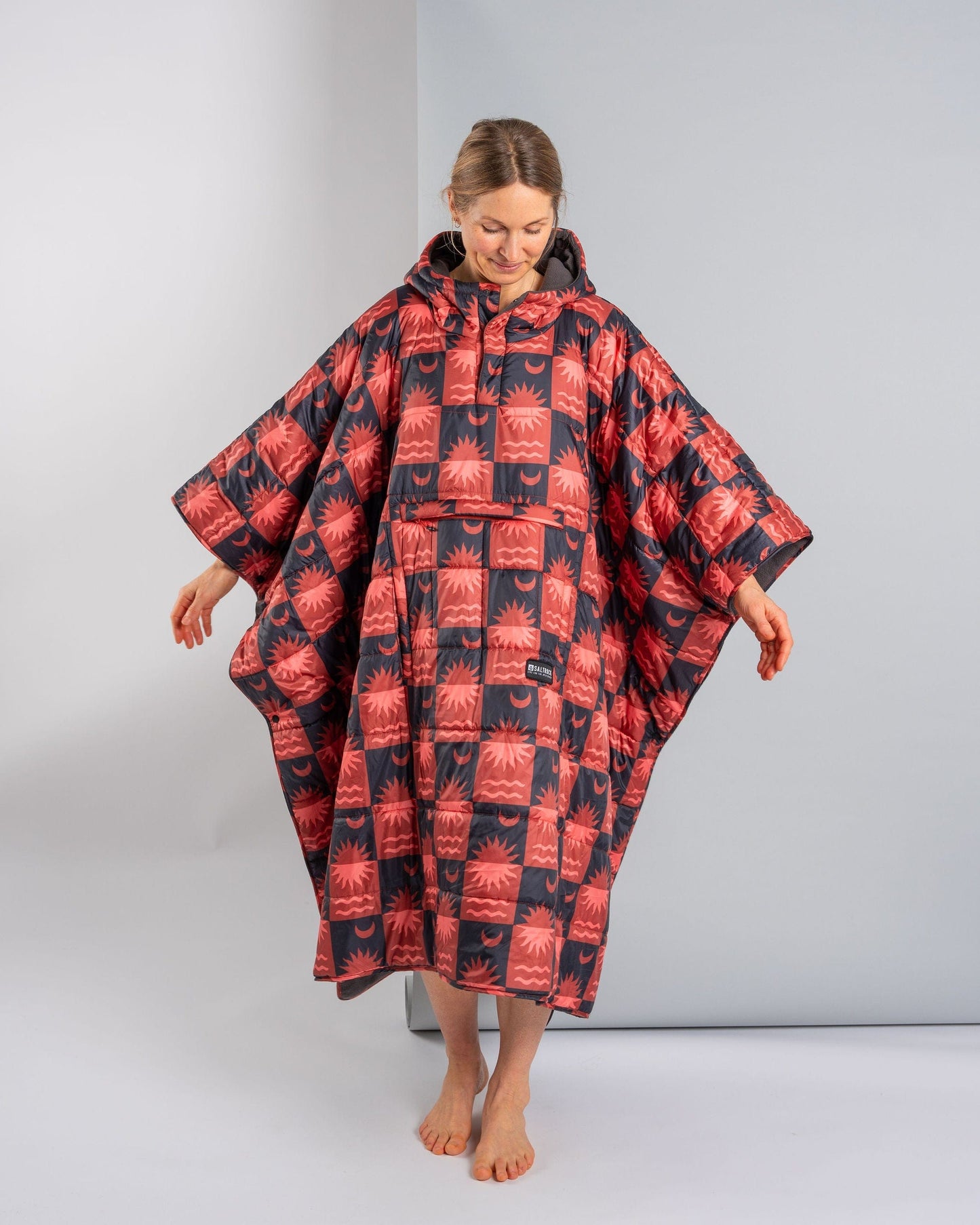 Equinox - Recycled Reversible Poncho - Orange/Grey