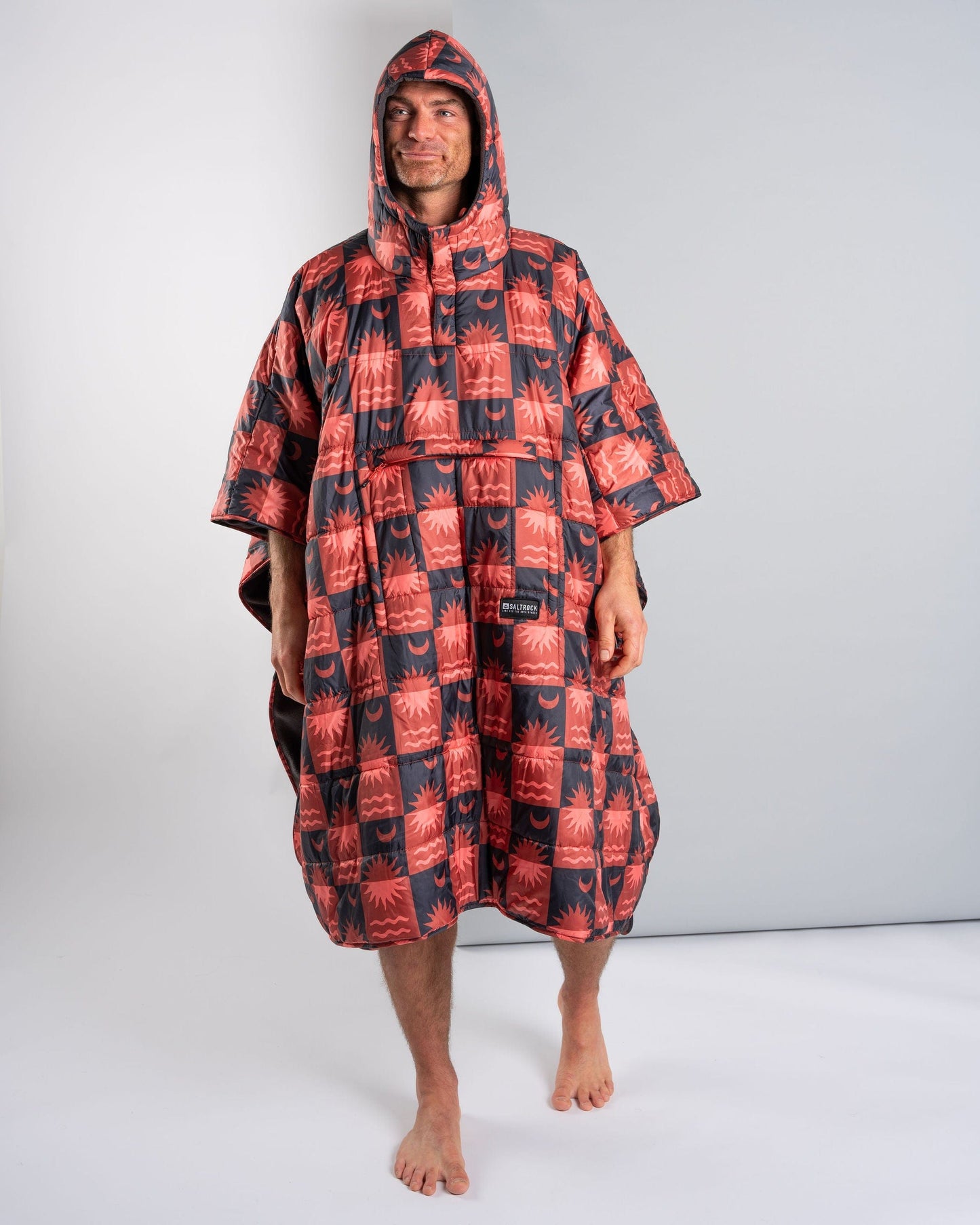 Equinox - Recycled Reversible Poncho - Orange/Grey