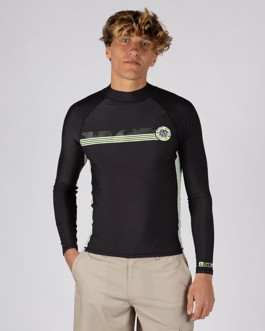 Warp Surf Mens Long Sleeve Rashvest in Dark Grey