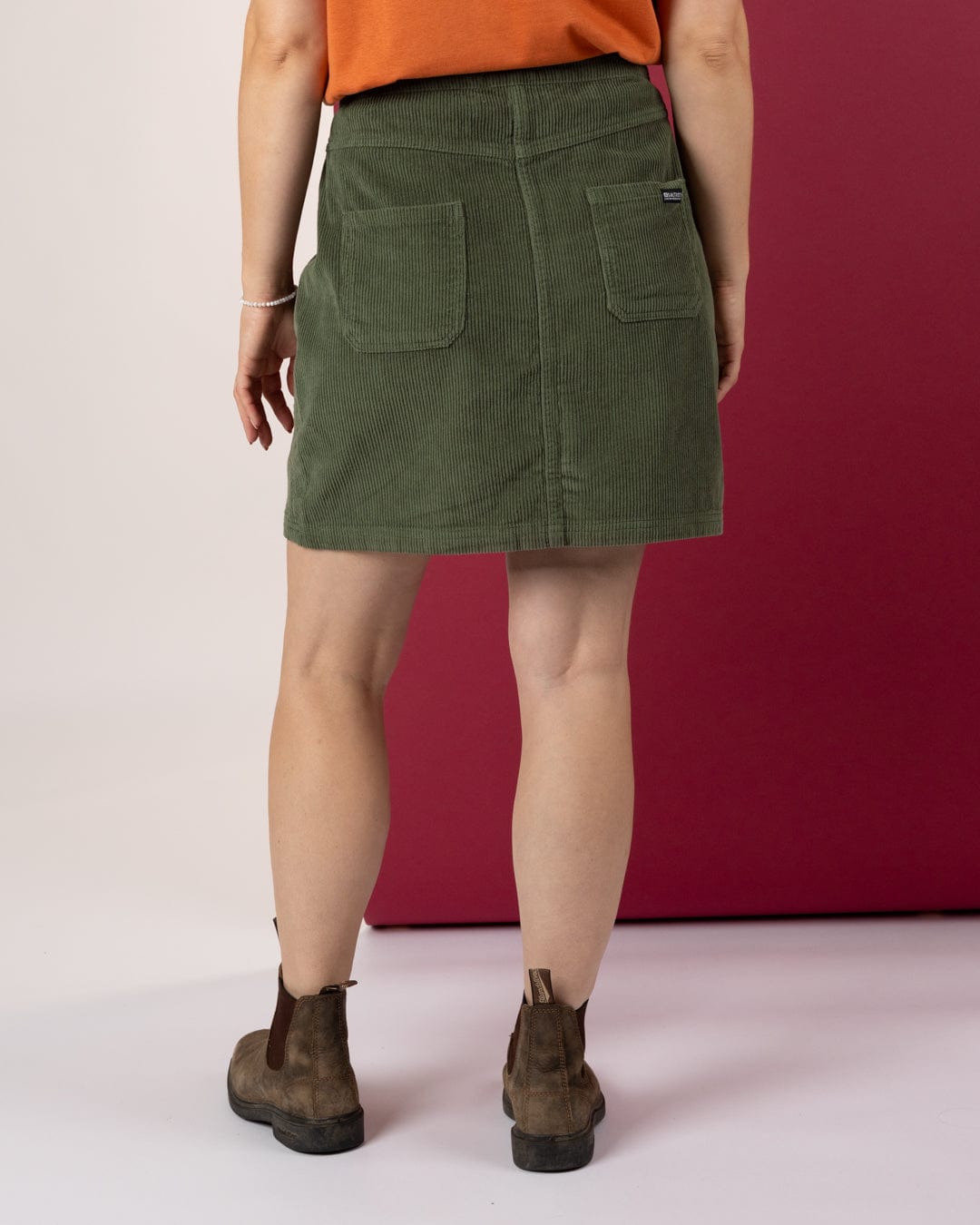 Sadie - Womens Corduroy Skirt - Dark Green