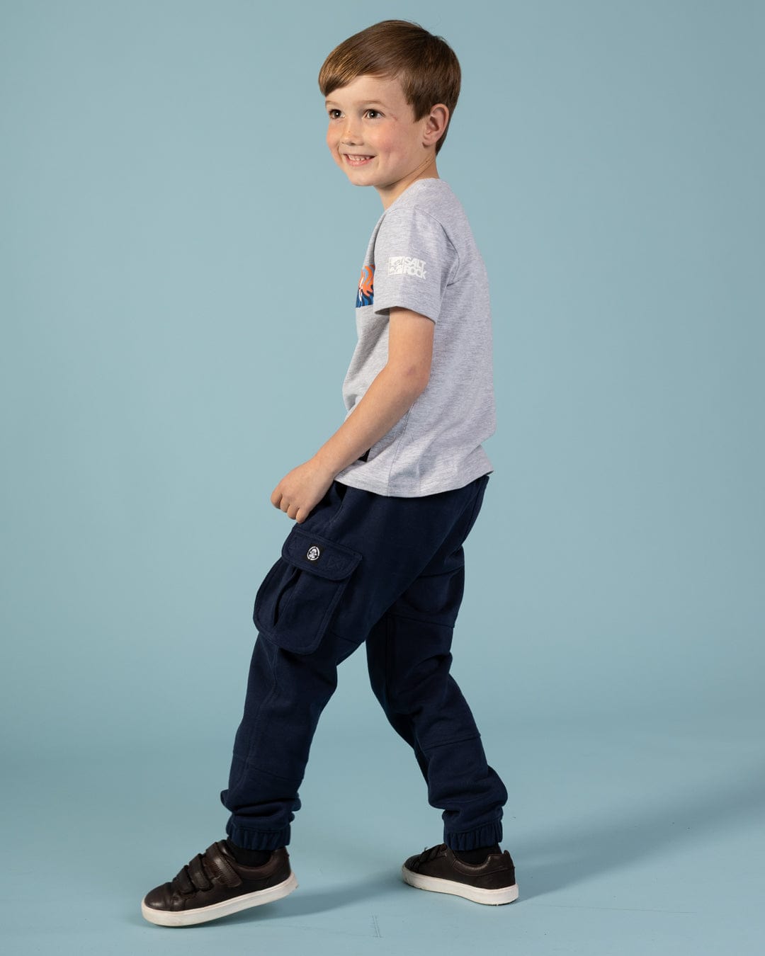 Wave Stripe - Kids Short Sleeve T-Shirt - Grey