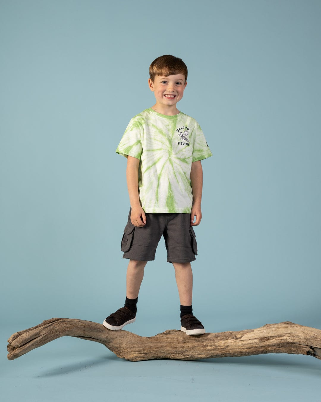 Wave Rider Devon - Kids Short Sleeve T-Shirt - Tie Dye Green